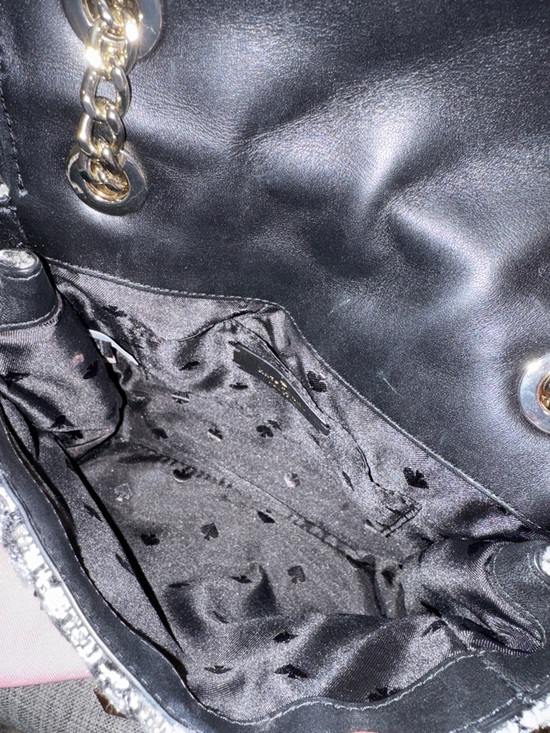 Kate Spade Natalia Black & White Tweed Convertible Chain Shoulder Crossbody Bag - Picture 13 of 17